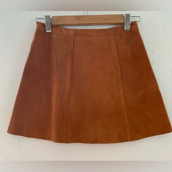 Free People Leather Scallop Mini Skirt Size 4 - Picture 7 of 7